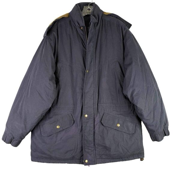 Vintage Woolrich Jacket L Large Blue Puffer Hooded Down Parka USA Button Zip - Picture 2 of 13